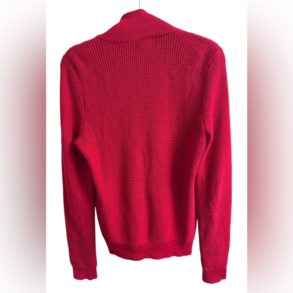 VINTAGE L-RL LAUREN ACTIVE RALPH LAUREN RED KNIT FULL ZIP MOCK NECK SWEATER SZ:L - Picture 5 of 10